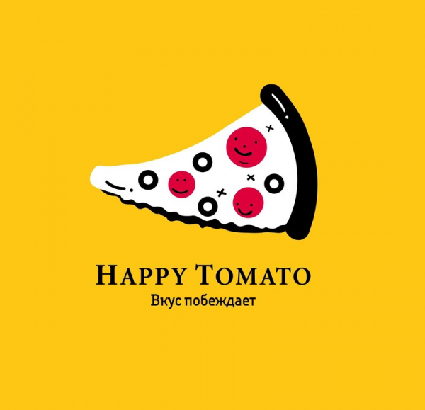 Логотип компании Happy Tomato доставка пиццы и роллов